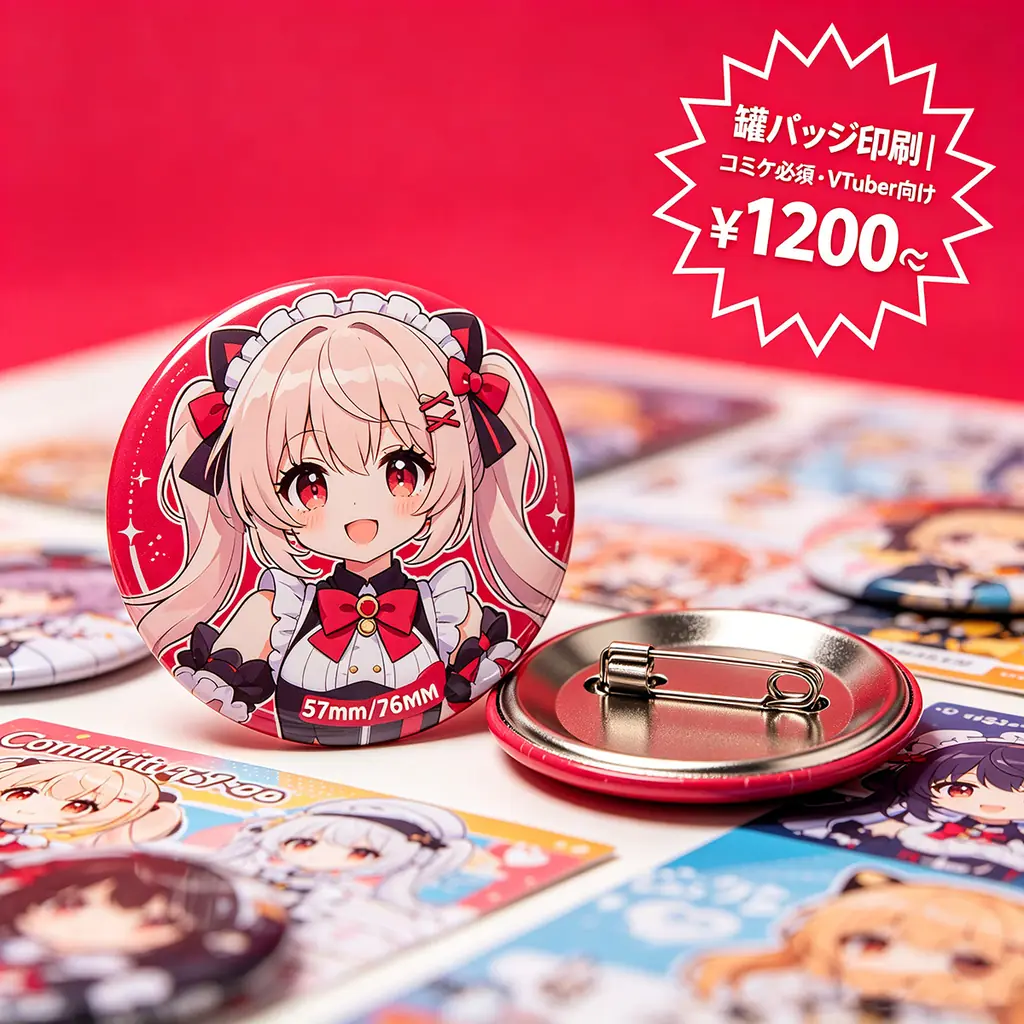 缶バッジ印刷 - 57mm/76mm・安全ピン付き