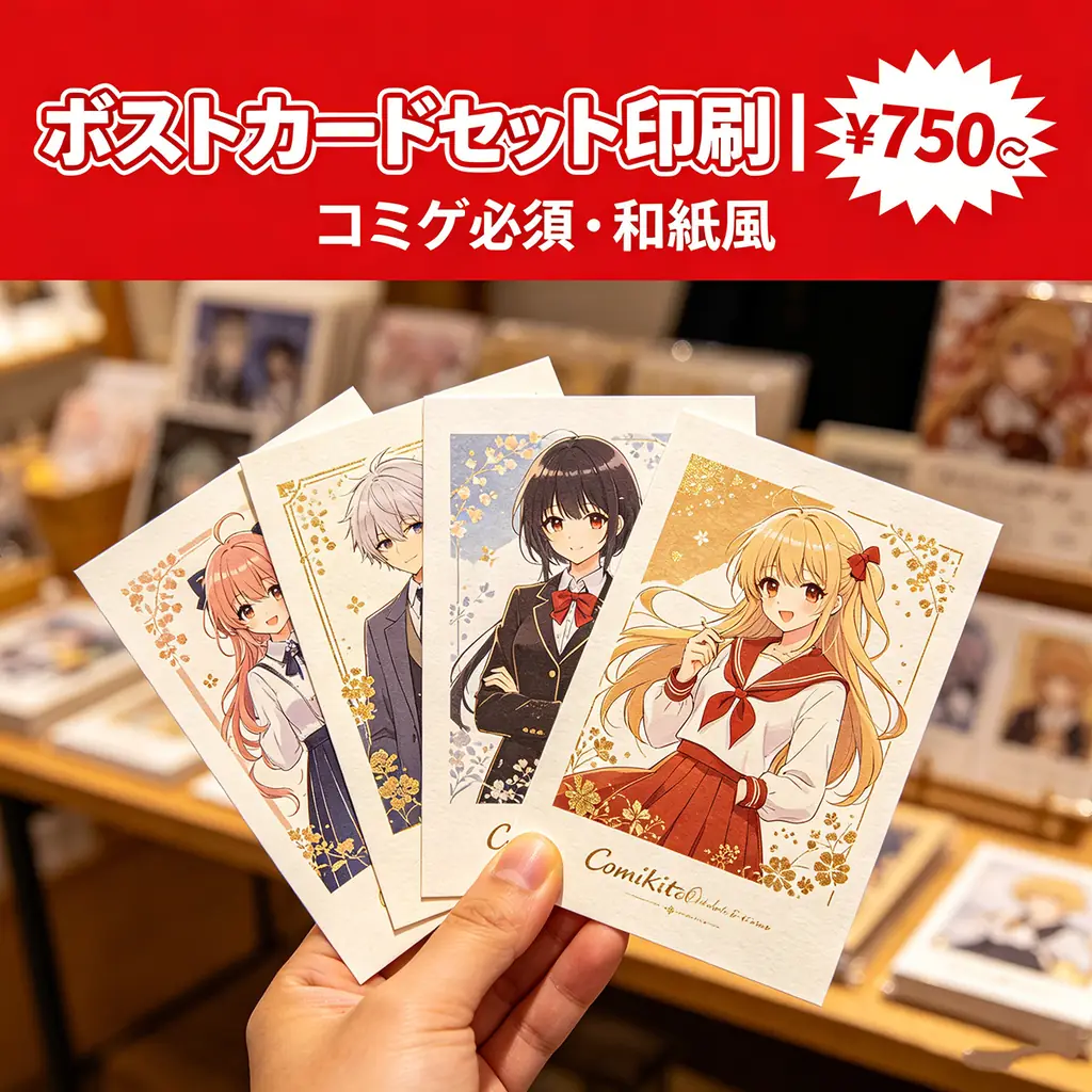 ポストカードセット - 和紙風・4-8枚セット