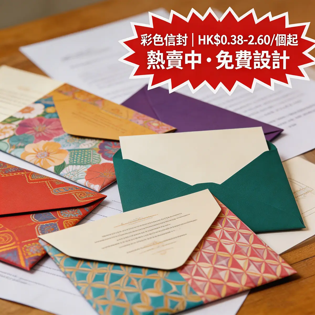 香港彩色信封印刷 | 彩色印刷，視覺吸引力強。適合邀請函、賀卡、營銷郵件 | ZprintPro智印云