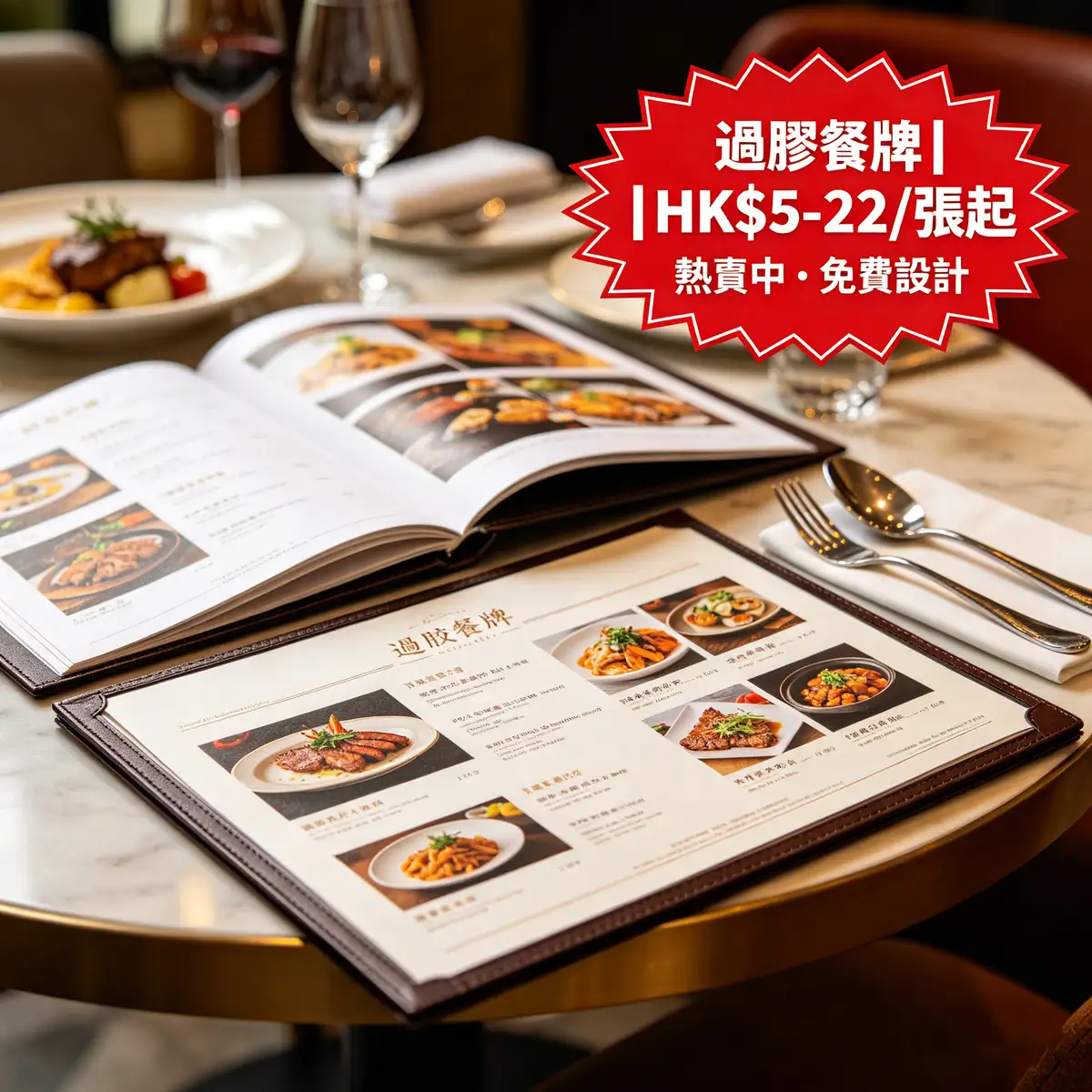 過膠餐牌