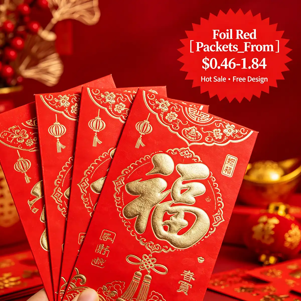 Foil Red Packets Printing Hong Kong | Traditional foil stamping, festive  | ZprintPro